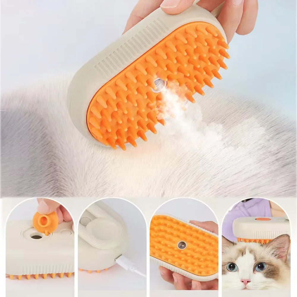 Cat Steam Brush Steamy Dog Brush 3 in 1 Electric Spray For Removal Combs