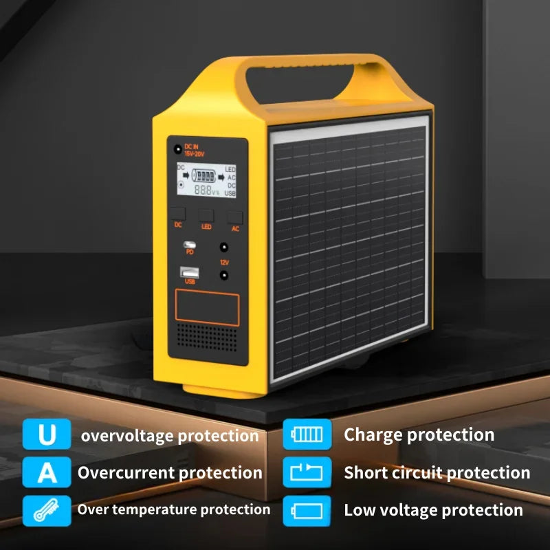 100W Portable Power Station AD/DC 110V/220V Solar Power Station with 2PCS 16V20W Solar Panel for Outdoor Camping Power Bank