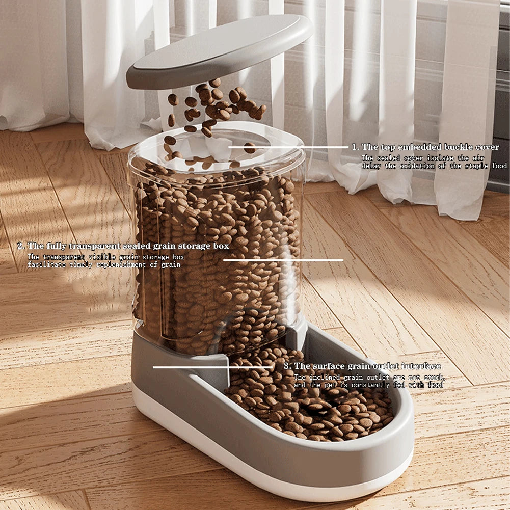 Automatic Dog Cat Feeder Water Dispenser, Large Capacity of Cat or Dog Food and Water Dispenser